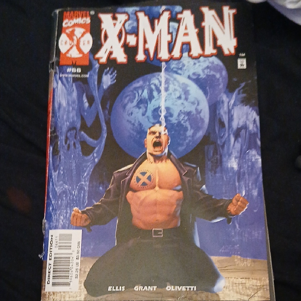 Marvel Blue and Black Muscular Character with Red X Mark